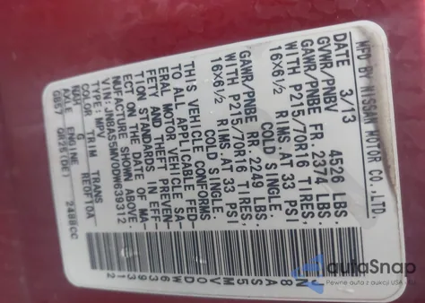 2013 Nissan Rogue S z USA, uszkodzony, nr VIN JN8AS5MV0DW639312